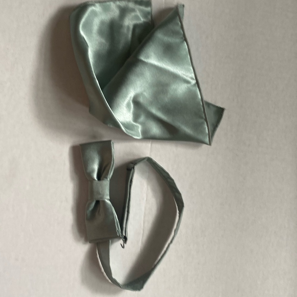 Custom made Men’s Bow tie and pocket square Sage